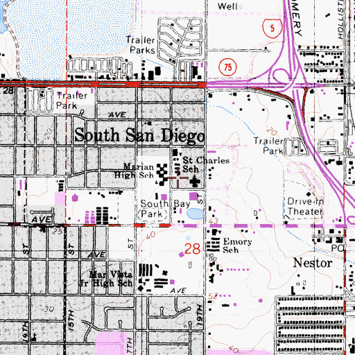 Topographic Map of Saint Charles Catholic Church, CA