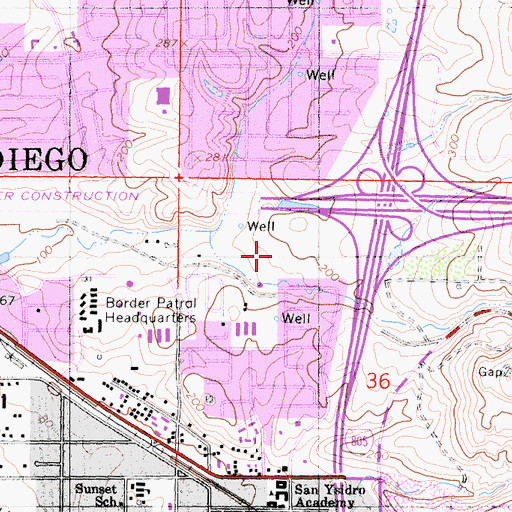 Topographic Map of San Ysidro Community Activity Center, CA