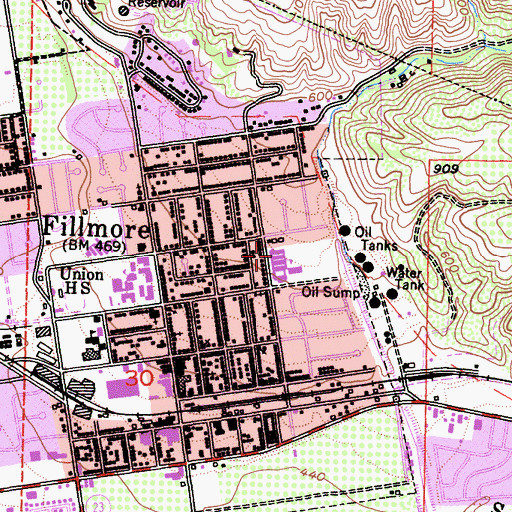 Topographic Map of San Cayetano Elementary School, CA