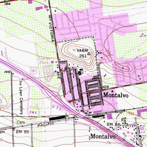 Topographic Map of Montalvo Elementary School, CA