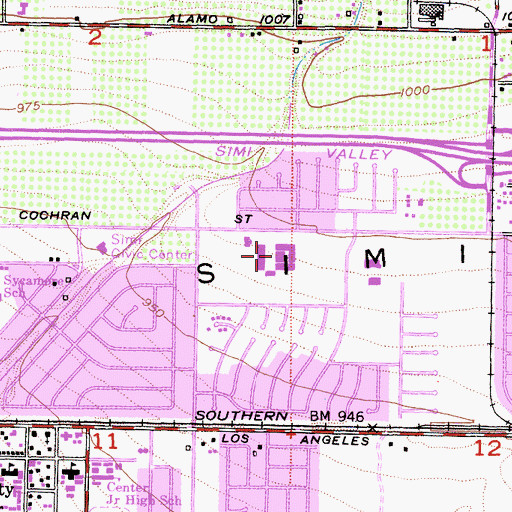 Topographic Map of Sequoia Junior High School, CA