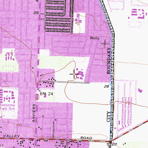 Topographic Map of Charles Blackstock Junior High School, CA