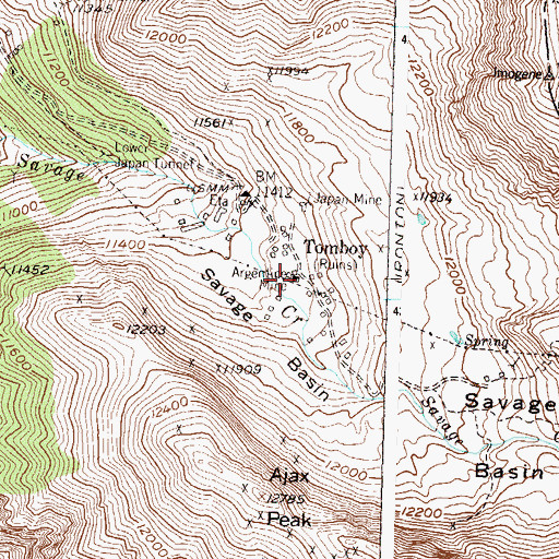 Topographic Map of Argentine Mine, CO