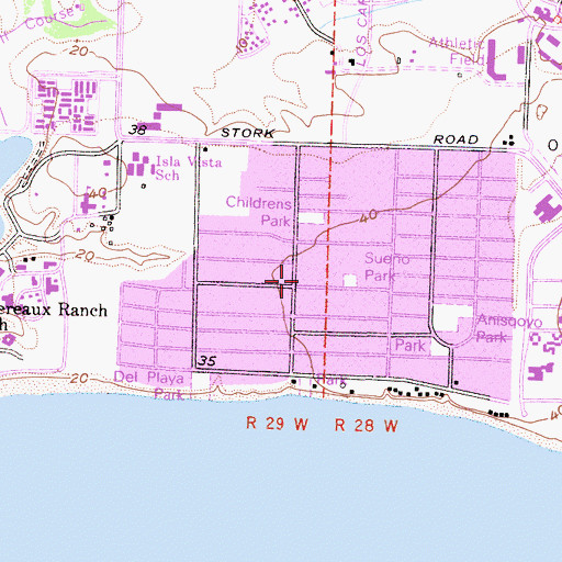 Topographic Map of Santa Barbara Pyong Kang Church, CA
