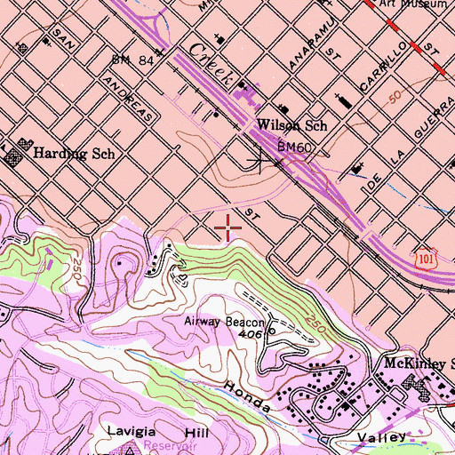 Topographic Map of Grace Church of Santa Barbara, CA