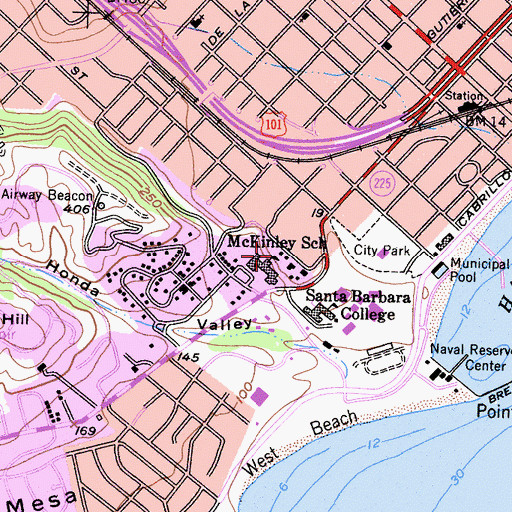 Topographic Map of La Cuesta High School, CA