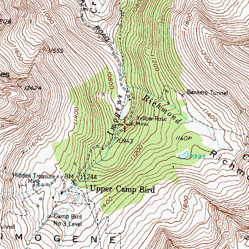 Topographic Map of Yellow Rose Mine, CO