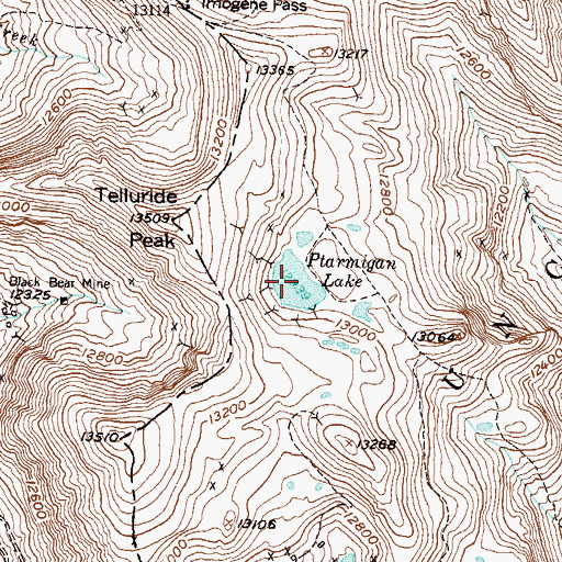 Topographic Map of Ptarmigan Lake, CO