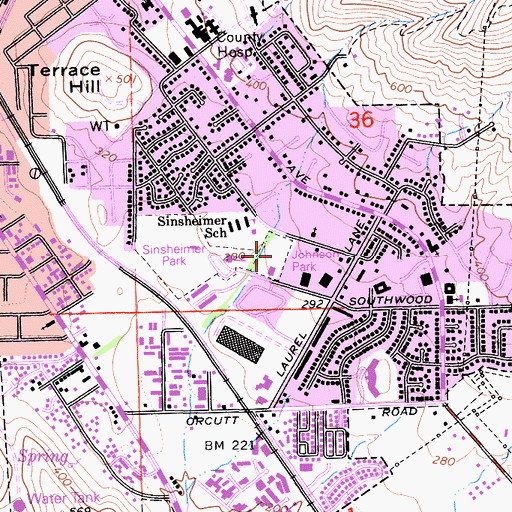 Topographic Map of Johnson Park, CA