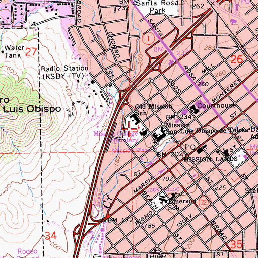 Topographic Map of Mission College Preparatory Catholic High School, CA