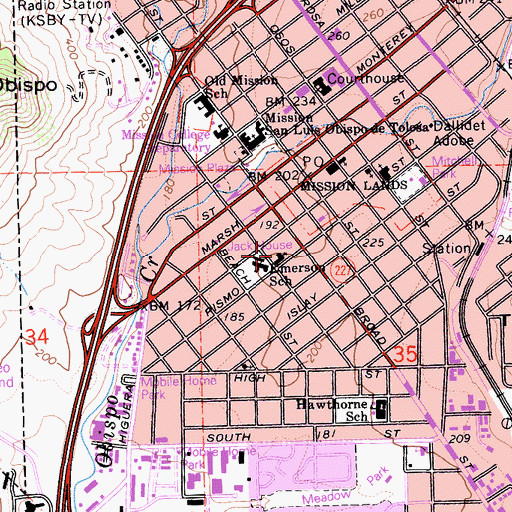 Topographic Map of Saint Stephens Episcopal Church, CA