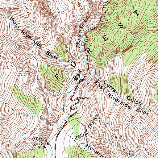 Topographic Map of East Riverside Slide, CO