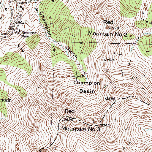 Topographic Map of Champion Basin, CO