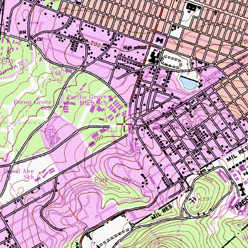 Topographic Map of Higgins Park, CA