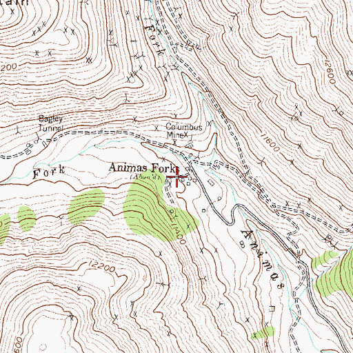 Topographic Map of Animas Forks (historical), CO