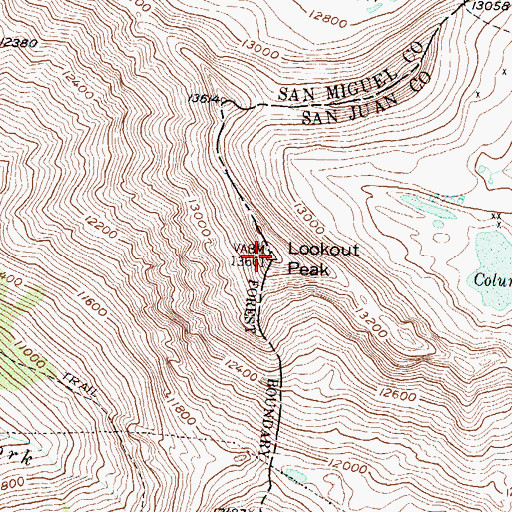 Topographic Map of Lookout Peak, CO