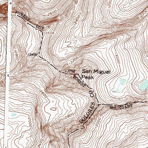 Topographic Map of San Miguel Peak, CO