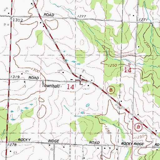 Topographic Map of Rocky Ridge School (historical), WI