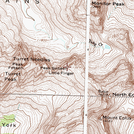 Topographic Map of Needle Mountains Peak Sixteen, CO