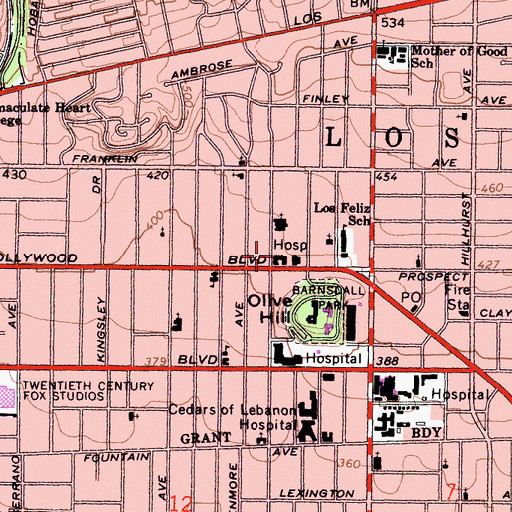 Topographic Map of Edgemont Hospital, CA