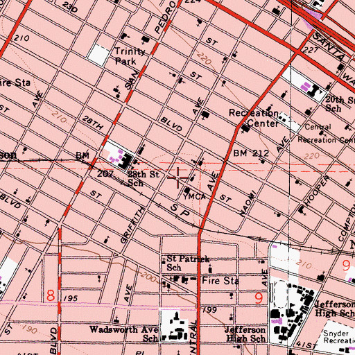 Topographic Map of East Twentyeighth Street Christian Church, CA