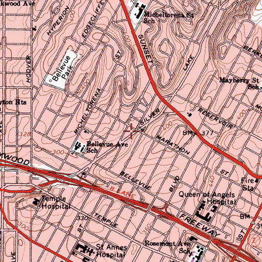 Topographic Map of Calvary Church, CA