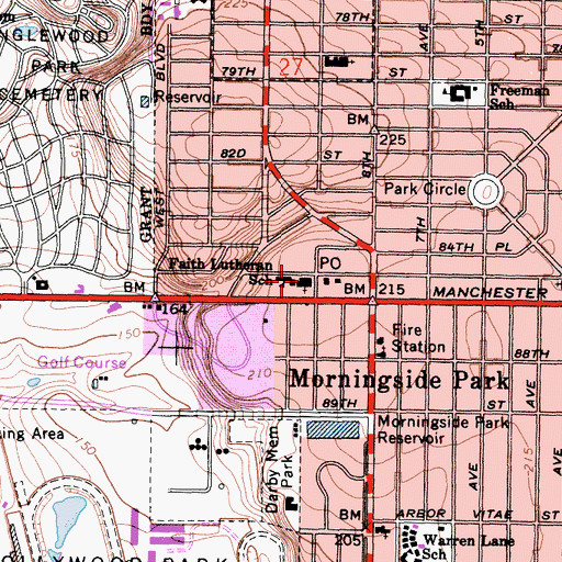 Topographic Map of Faith Lutheran Church, CA