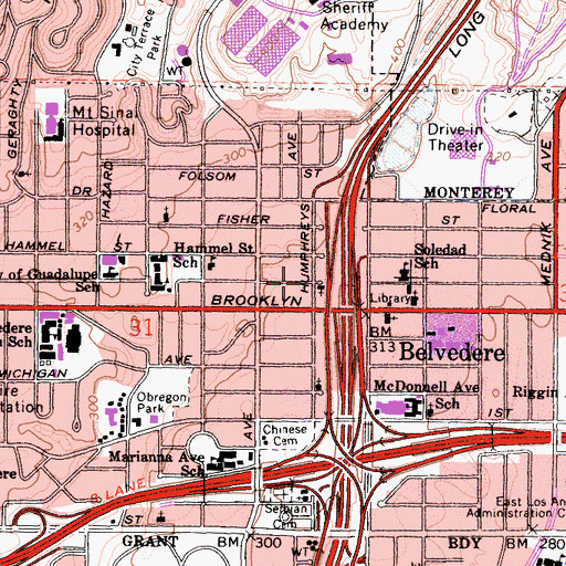 Topographic Map of Cleland House of Neighborly Service, CA
