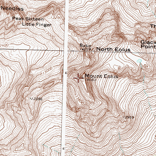 Topographic Map of Mount Eolus, CO