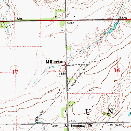 Topographic Map of Millerton Post Office (historical), NE