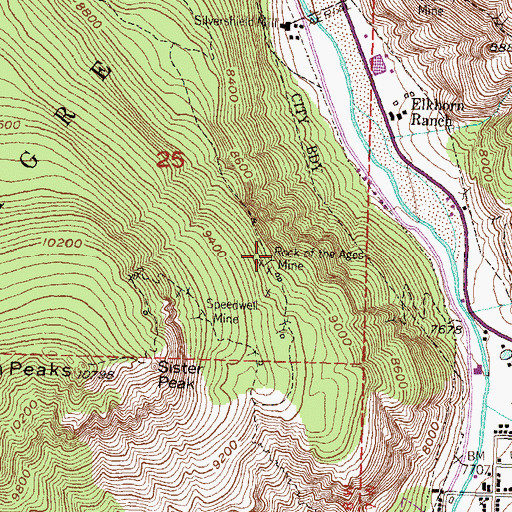 Topographic Map of Rock of the Ages Mine, CO