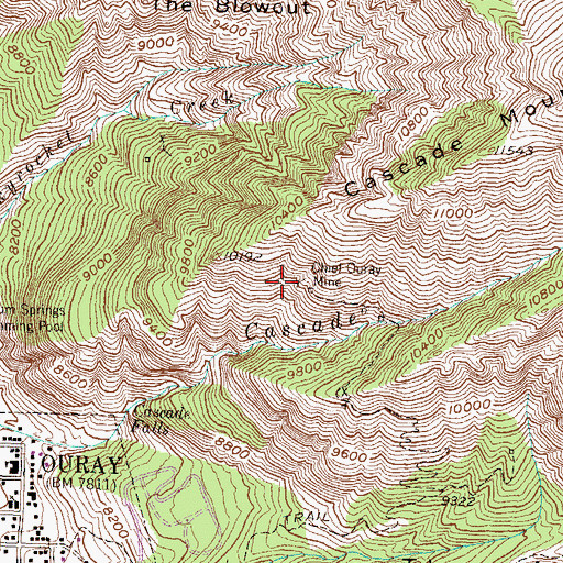 Topographic Map of Chief Ouray Mine, CO