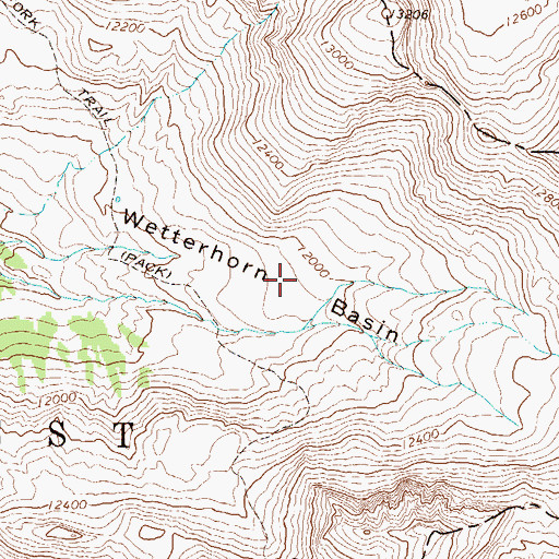 Topographic Map of Wetterhorn Basin, CO