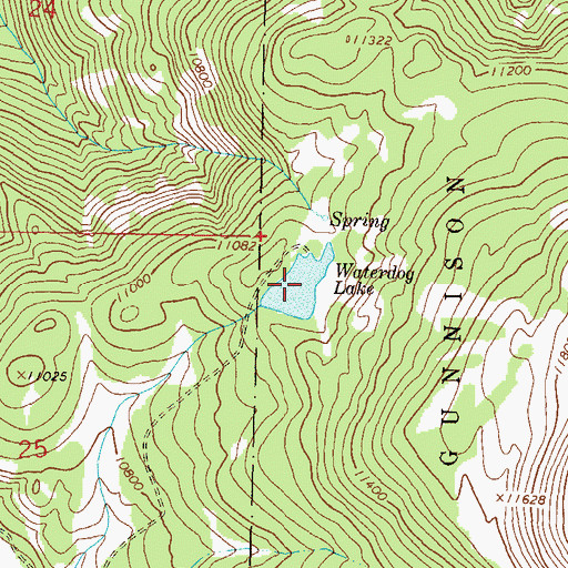 Topographic Map of Waterdog Lake, CO