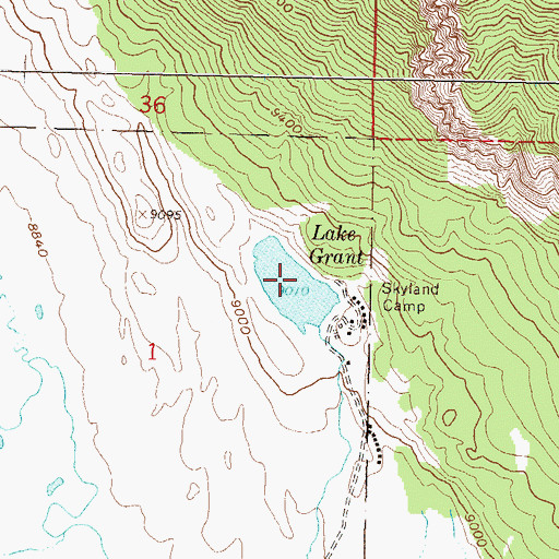 Topographic Map of Lake Grant, CO