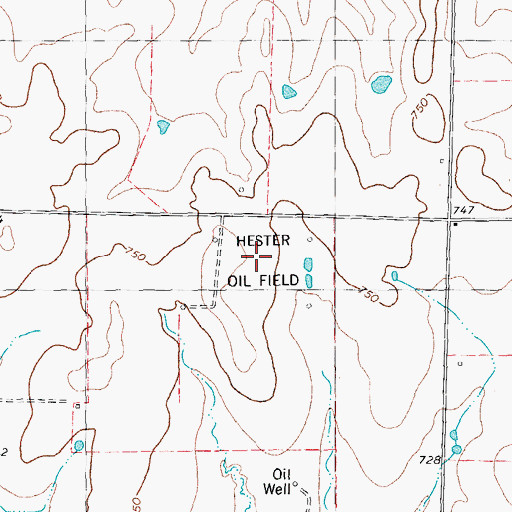 Topographic Map of Hester Oil Field, TX