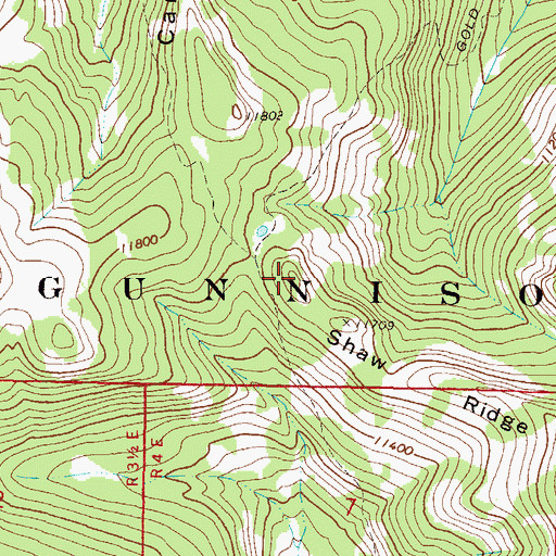 Topographic Map of Shaw Ridge, CO