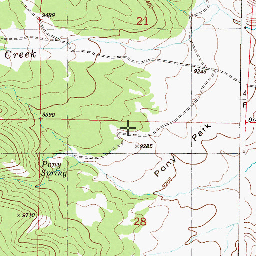Topographic Map of Pony Park, CO