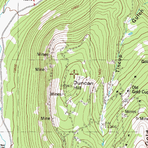 Topographic Map of Duncan Hill, CO