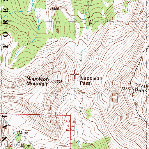 Topographic Map of Napoleon Pass, CO