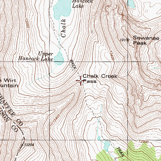 Topographic Map of Chalk Creek Pass, CO