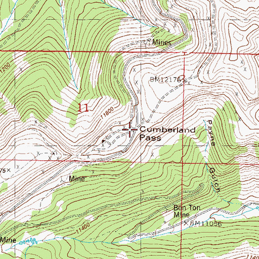 Topographic Map of Cumberland Pass, CO