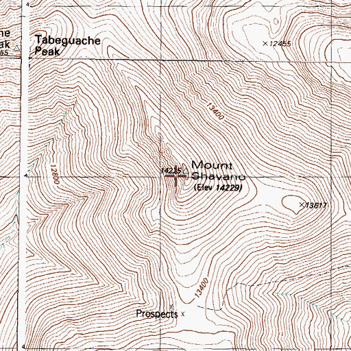 Topographic Map of Mount Shavano, CO