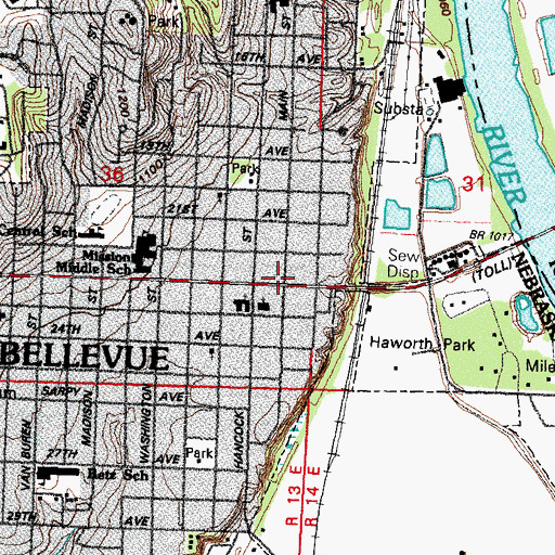 Topographic Map of Bellevue Family Dental Center, NE