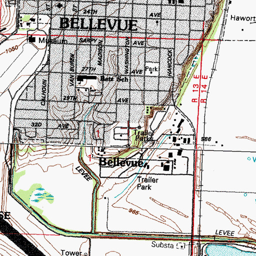 Topographic Map of Washington Mobile Home Terrace, NE