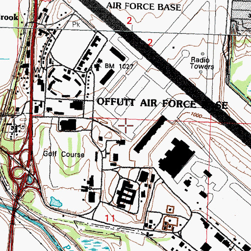Topographic Map of Offutt Air Force Base Catholic Church, NE