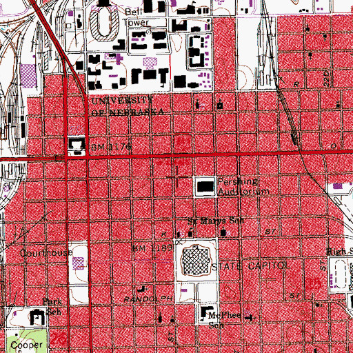 Topographic Map of Bennett Martin Public Library, NE