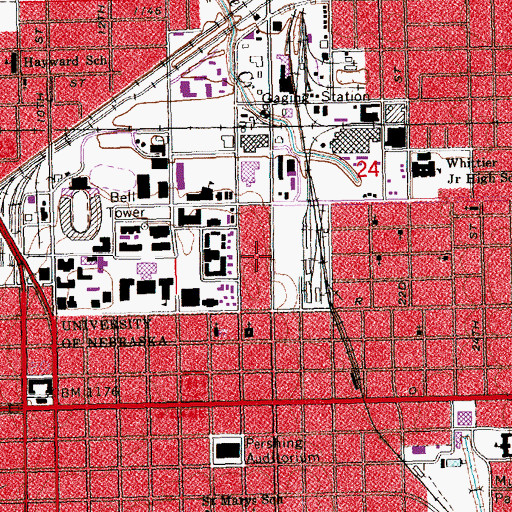 Topographic Map of Pound Residence Hall, NE