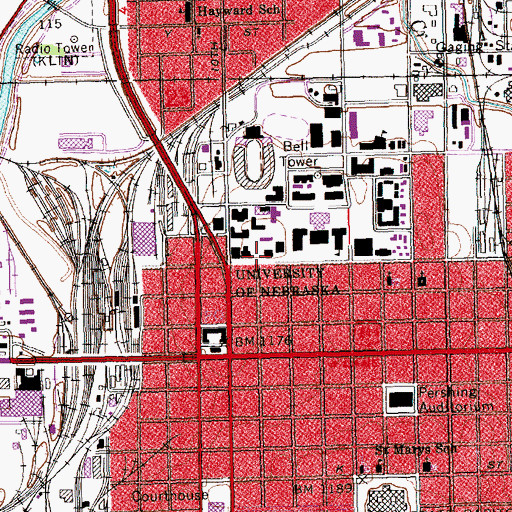 Topographic Map of Lied Center for Performing Arts, NE