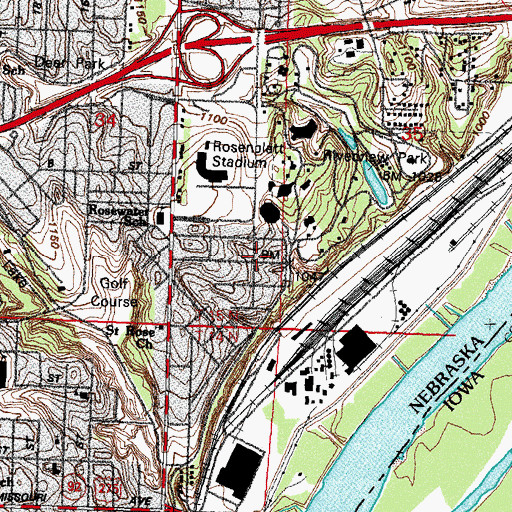 Topographic Map of Elmwood Post Office Station, NE